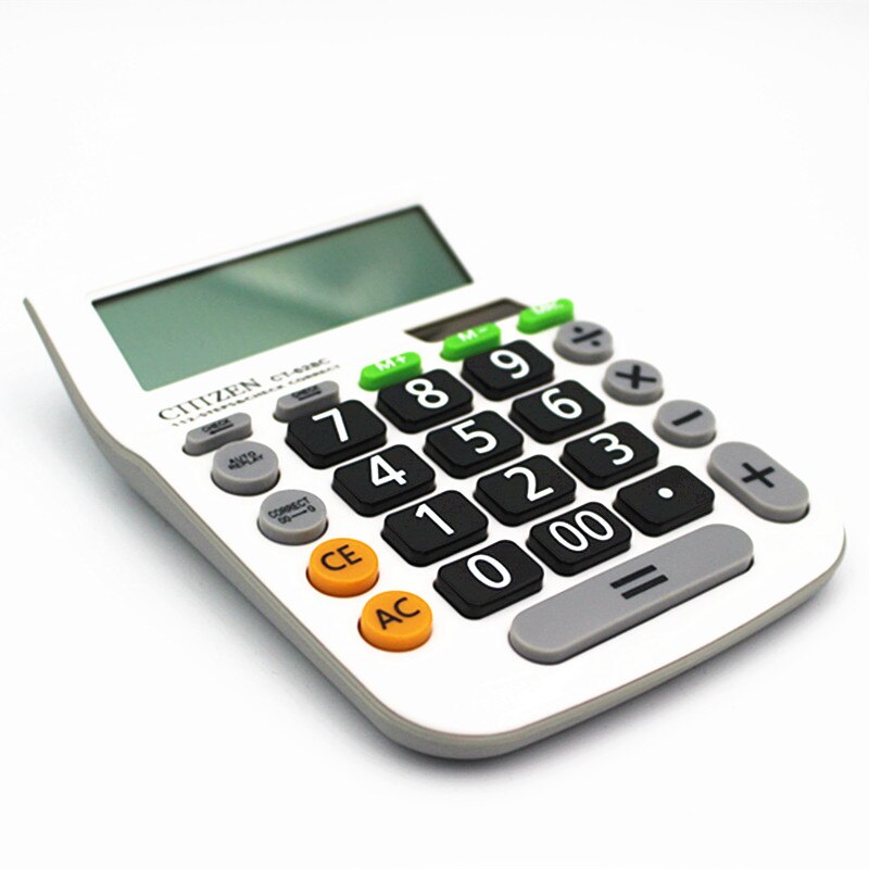 12 Digit Desk Calculator Large Buttons Financial Business Accounting Tool white big buttons CT-628C