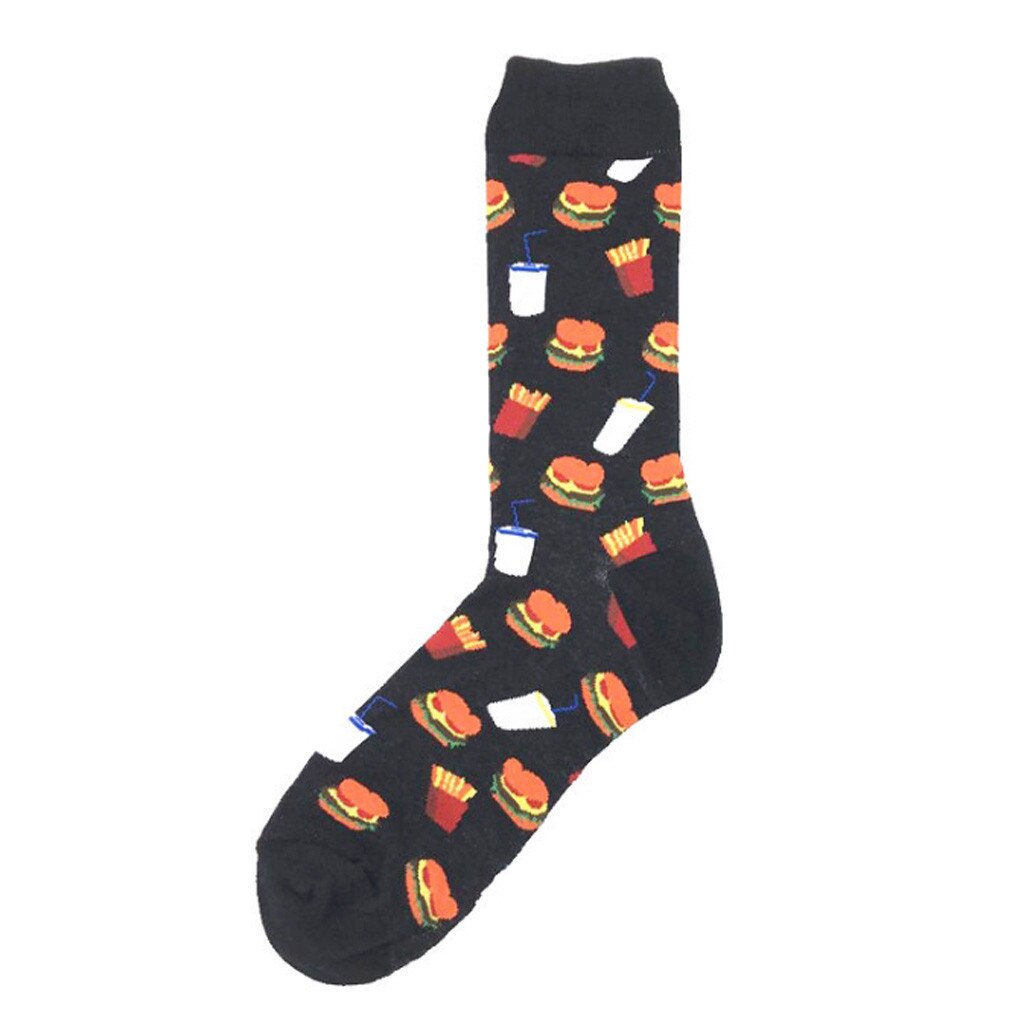 Women's Men's Socks Funny Food Patterns GO Cartoon Pattern Knee High Socks Burger Socks Super Beer Fries Casual Socks: Black