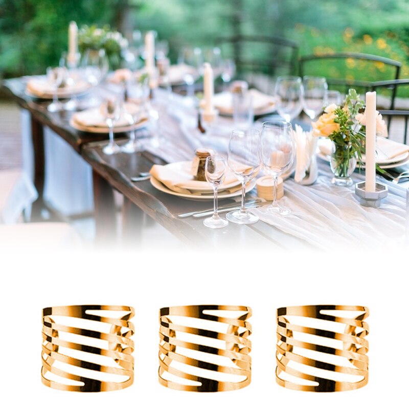 6Pcs Terug Patroon Bruiloft Servetringen Tafel Decoratie Holle Familiebijeenkomsten Dagelijks Gebruik Servet Gesp Houder