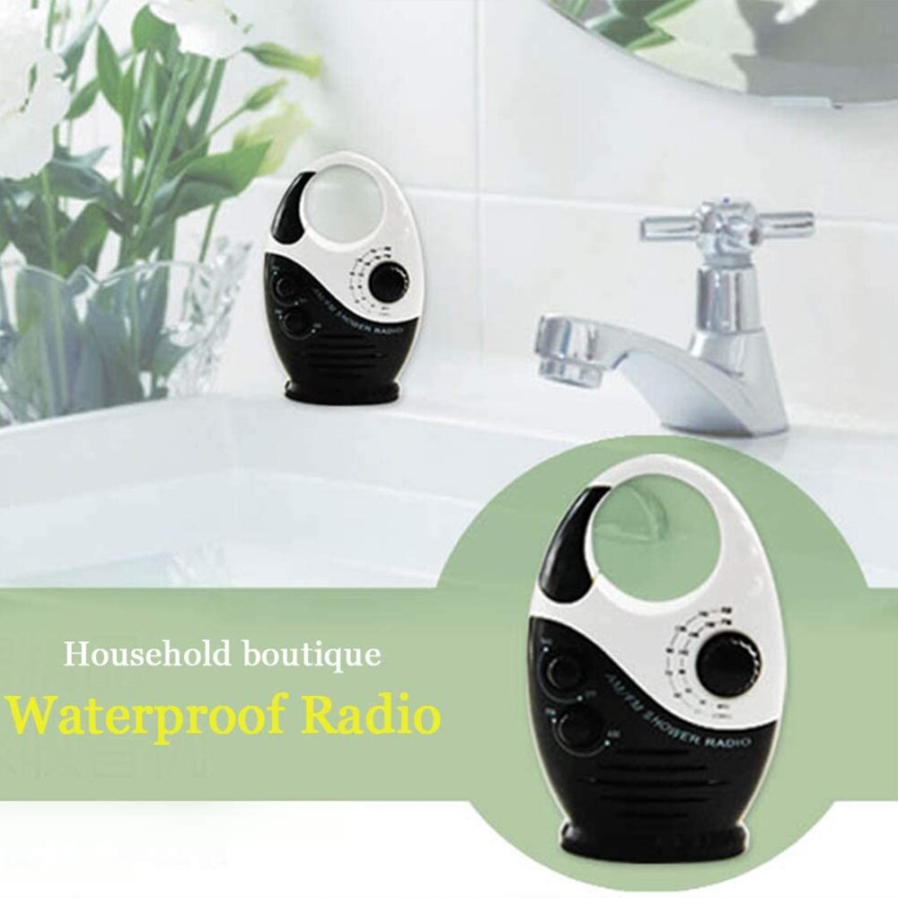 Radio portátil IPX4 resistente al agua, Radio FM AM para ducha, música colgante, baño, potente Hi-Fi, altavoces a prueba de salpicaduras