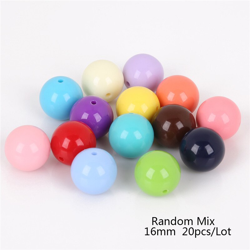 ! 6mm-16mm Diameter Mixed Color Shiny Plastic Acrylic Loose Spacer DIY Round Ball Beads for Jewelry Findings Making: 16mm
