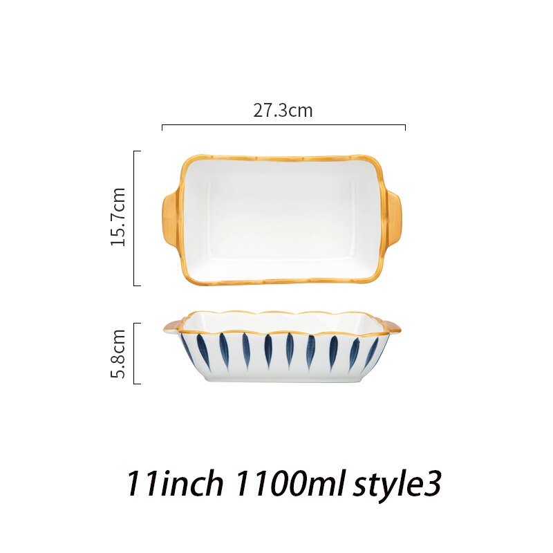 MDZF SWEETHOME 9/11inch Japanese Ceramic Baking Pan Rectangular Bakeware Dish Oven Baking Tray Kitchen Home Lasagna Pan