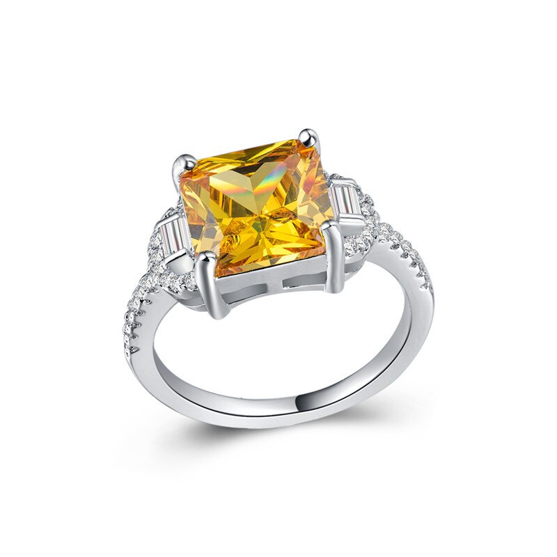 Huitan retro Cocktail Party Ring Band Mit kubisch Platz Kristall Stein Schneiden Luxus Hochzeit Engagement Schmuck Ring: 10