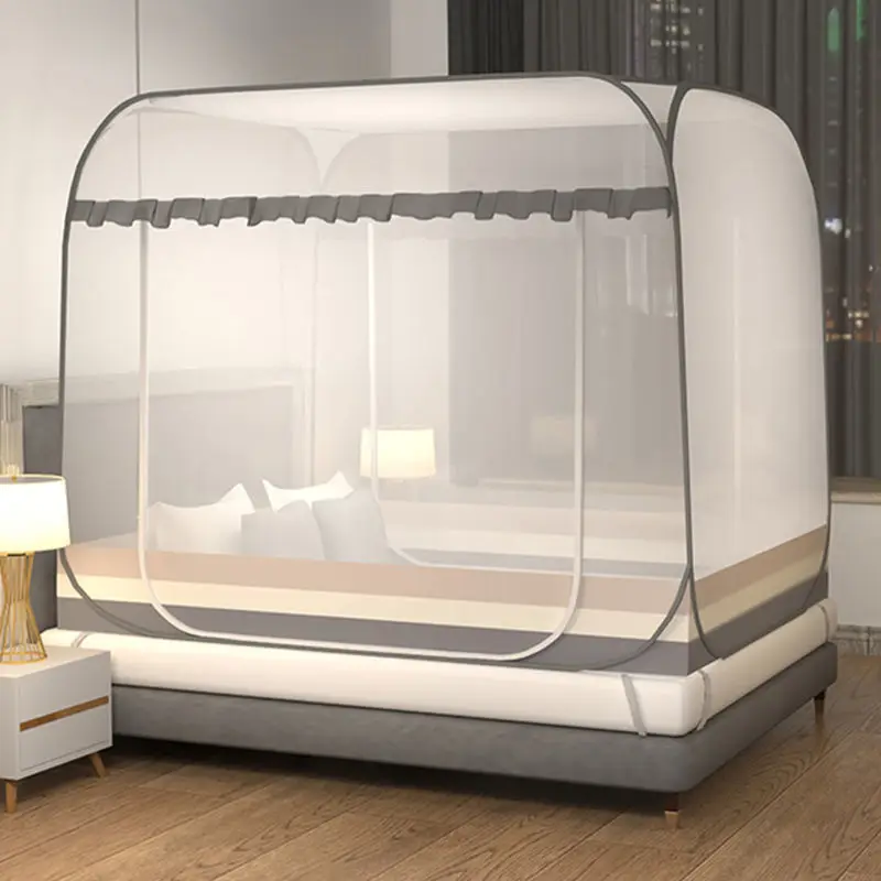1pc Double Door Easy-Setup Portable Mosquito Net with U-Shaped Zipper -Perfect for Camping,Gardens,Patios,and Bed Protection 모기장: King / Ivory