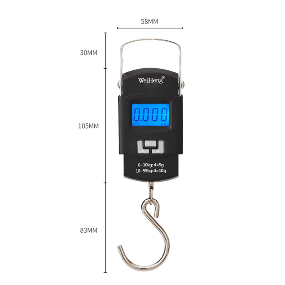 Báscula electrónica portátil recargable WeiHeng WH-A25, báscula de equipaje con pantalla LCD, conversión de múltiples unidades, almacenamiento retráctil