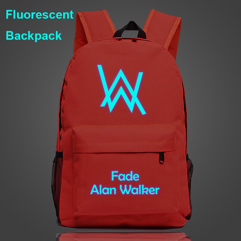 Mochila escolar fluorescente con dibujo de Alan Walker para niños y niñas, morral escolar para adolescentes,: 5322-02