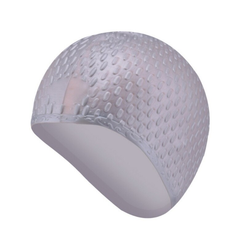 4 Colors Silicone Rubber Swimming Cap For Child Men Women Water Waterproof Swim Caps Bubble Hat: Light Grey