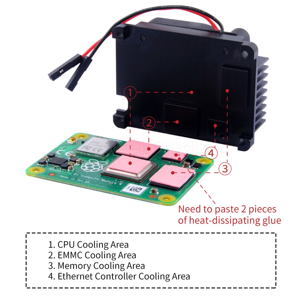 Raspberry Pi Aluminum Alloy CNC Extreme Heat Sink Kit Adjustable Speed Cooling Fan For Raspberry Pi CM4 Module