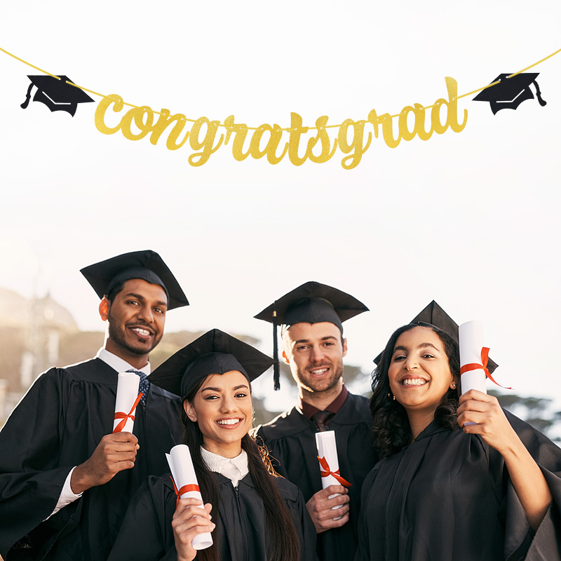 Graduation Balloons Banner Acrylic Cake Topper Disposable Tableware Congratulation Graduation Party Decorations Class Of
