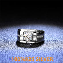 925 Kleurvast Sterling Zilveren Heren Ring D Kleur Mosan Diamant Vier Klauw Ring Wedding Engagement