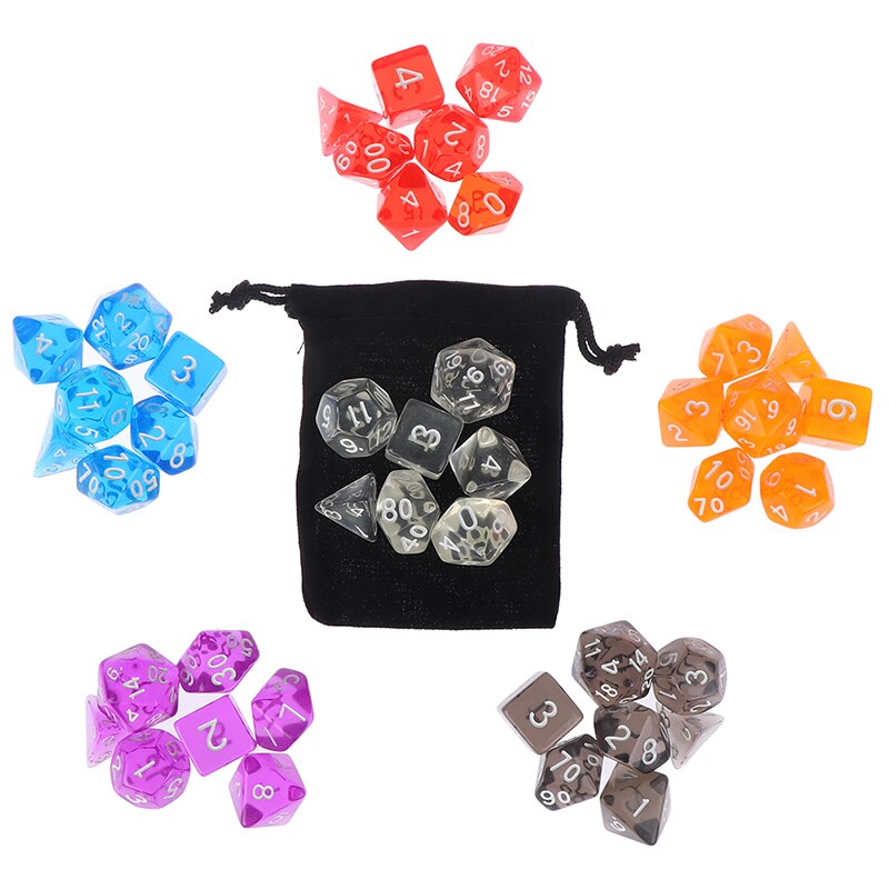 7 teile/satz DnD polyedrisch Würfel einstellen für Tabletop Spiele RPG MTG D4 D6 D8 D10 D % D12 D20 6 farben für Wählen