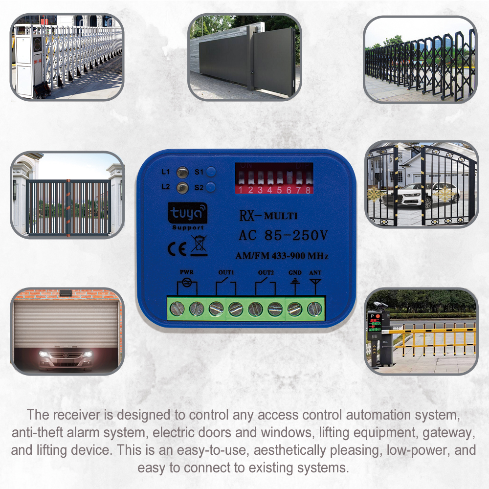 Tuya WiFi RX MULTI 868MHZ Remote Control SOMMER 4020 4026 TX03-868-2/4 868MHZ For Sommer 4031 4011 Garage Door Receiver 8122