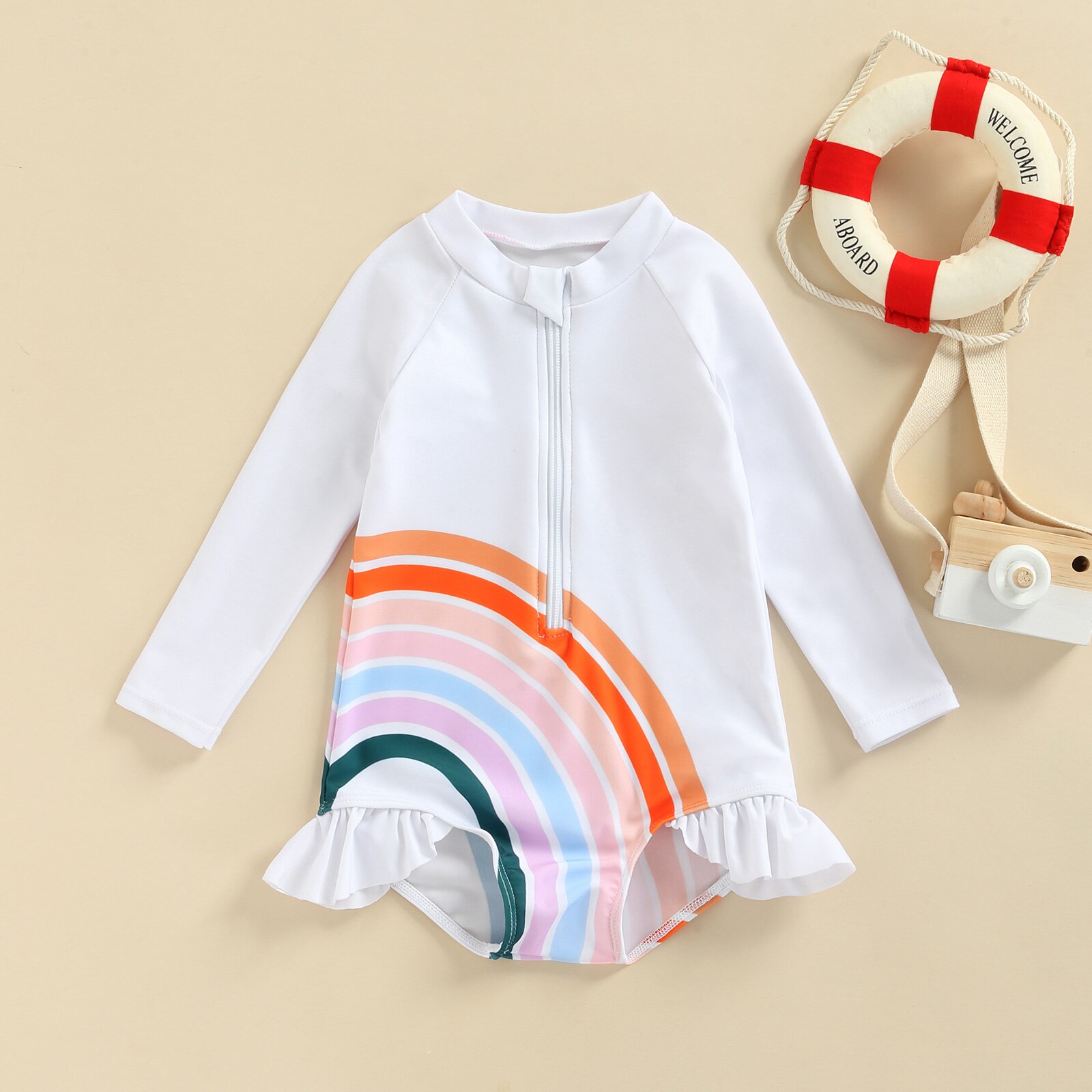 Pasgeboren Peuter Baby Jongen Meisje Zomer Badmode Bodysuit Rits O-hals Jumpsuit 2 Kleuren Outfit 2-7Y