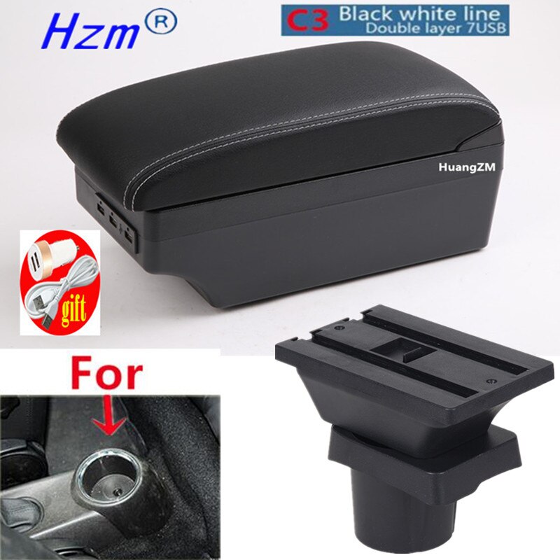 For MINI Cooper R50 R52 R53 R56 R57 R58 F55 F56 F57 Countryman R60 F60 Armrest box car accessories styling: C3 white line 7USB