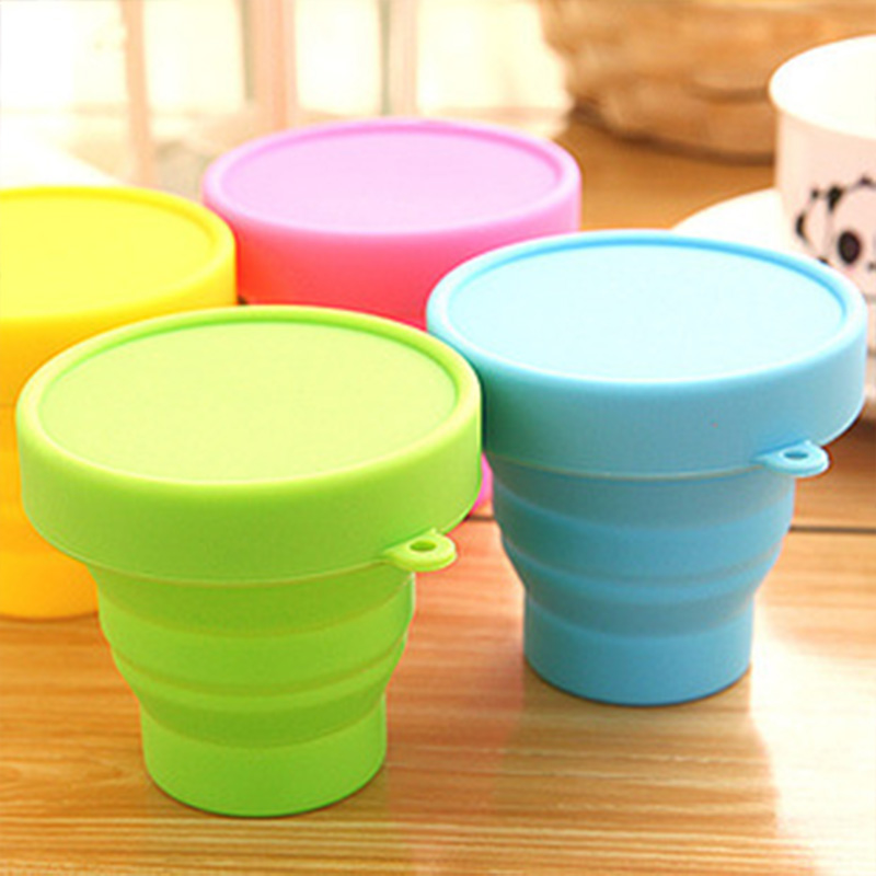 Sammenklappelig silikone kop rejse camping kop udvidelig drikke kop sæt folde krus med låg camping krus med låg