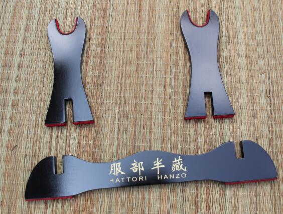Wooden Sword Display Stand Black Glossy Lacquered-One layer: words