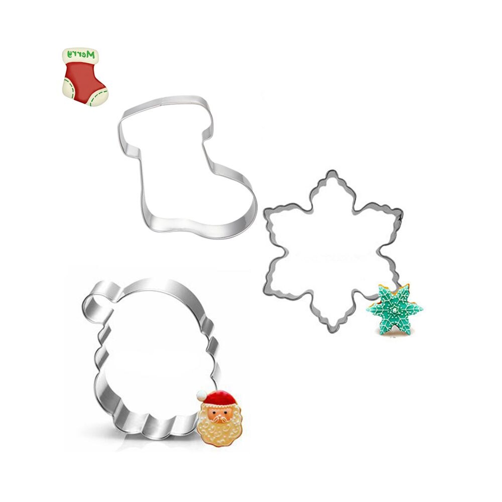 Kerst Ei Fruit Cookie Cutter Gereedschap Kerst Bakvormen Set Metalen Dessert Decoratie Biscuit Druk Rvs Fondant