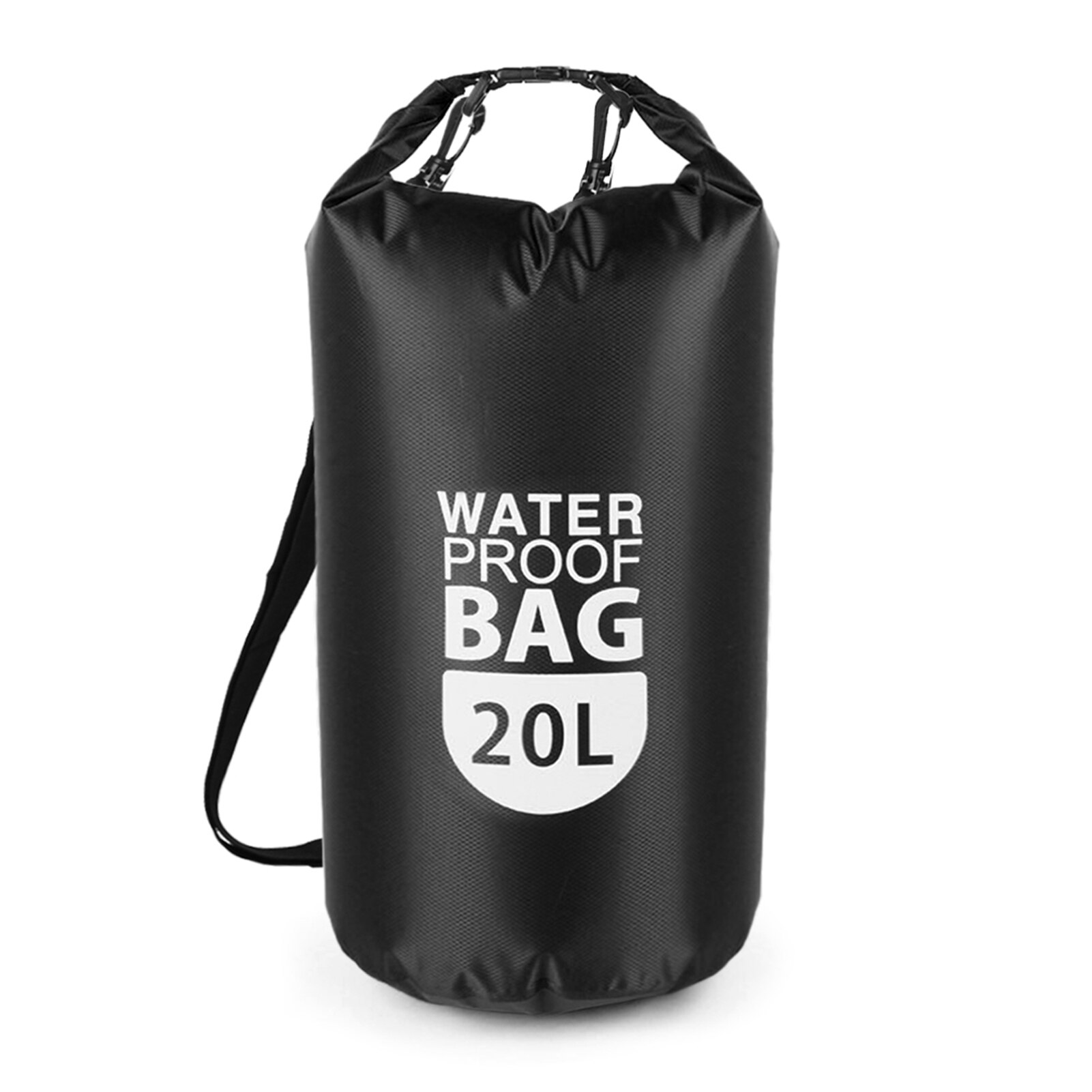 PVC Dry Waterproof Floating Bag Roll Top Dry Bag 10L/20L Water Sports Storage Bag Lightweight Dry Sack Detachable Shoulder Strap: 20L Black