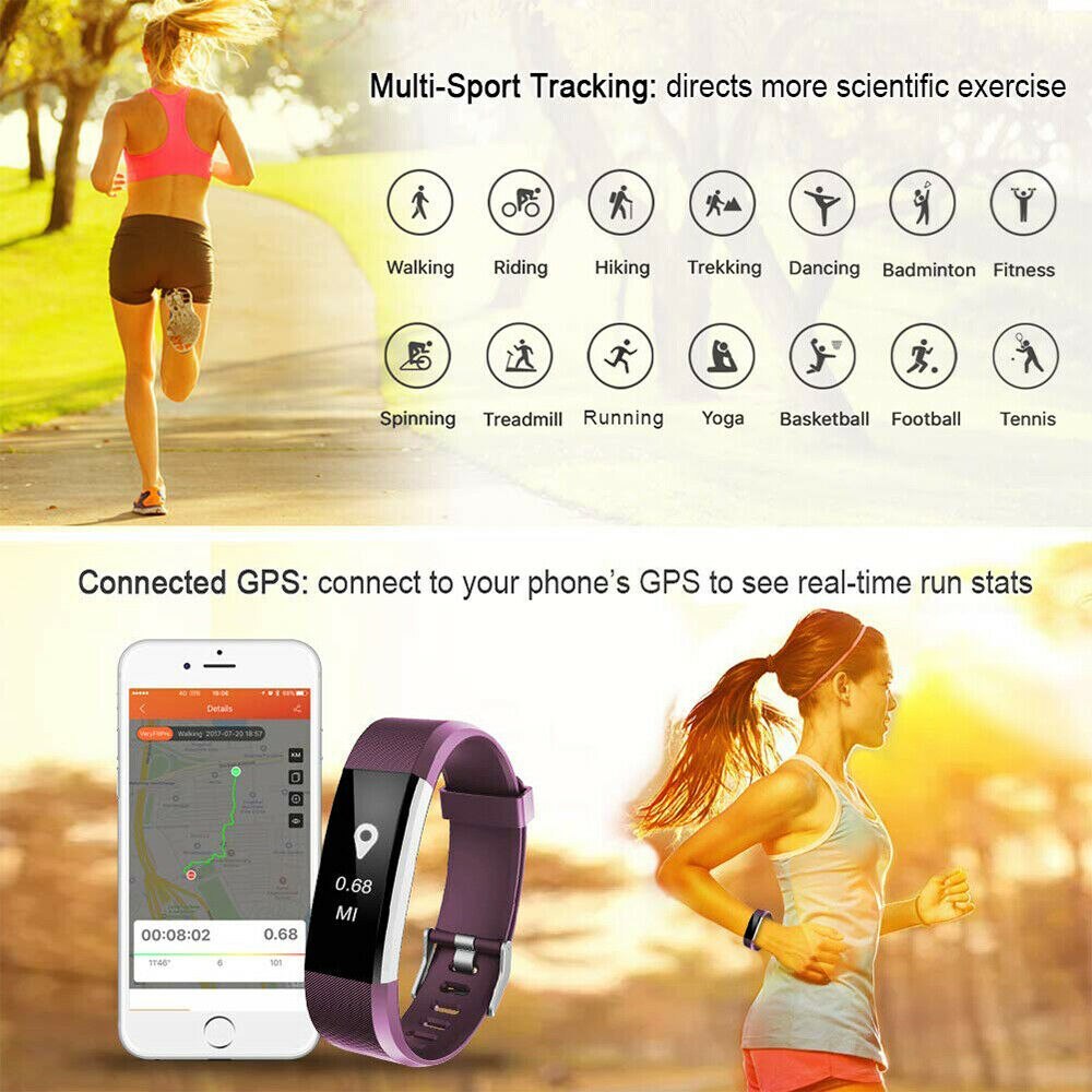 115 plus smart ur bluetooth sport ure sundhed smart armbånd puls fitness skridttæller armbånd vandtæt mænds ur