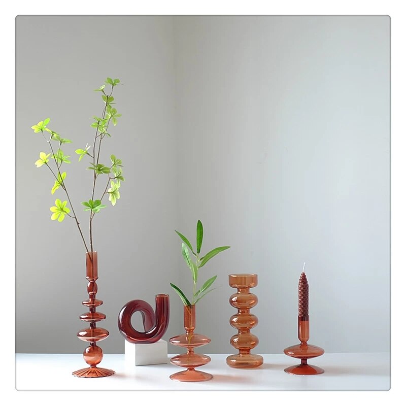 Candle Holder Home Decor Vase Glass Candle Holder Stand European Room Decoration Accessories Wedding Decoration Candlestick