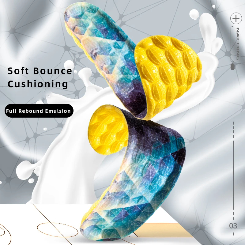 1Pair Yellow 4D Cloud Technologyt High Elasticity Sports Deodorant Insoles for Shoes PU Sole Breathe for Feet Men Running Insole