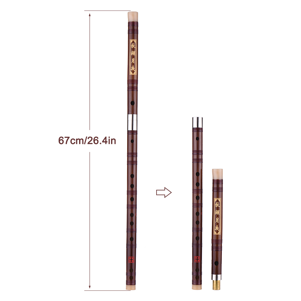 Pluggable Bitter Bamboo Flute Dizi Handmade Chinese Woodwind Instrument Key of C Study Level Performance