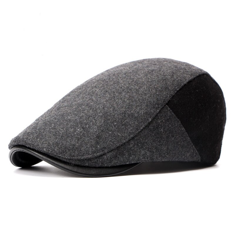 Winter Cotton Men Women Dark Grey Flat Ivy Cap Soft Solid Color Driving Cabbie Hat Adjustable Newsboy Caps