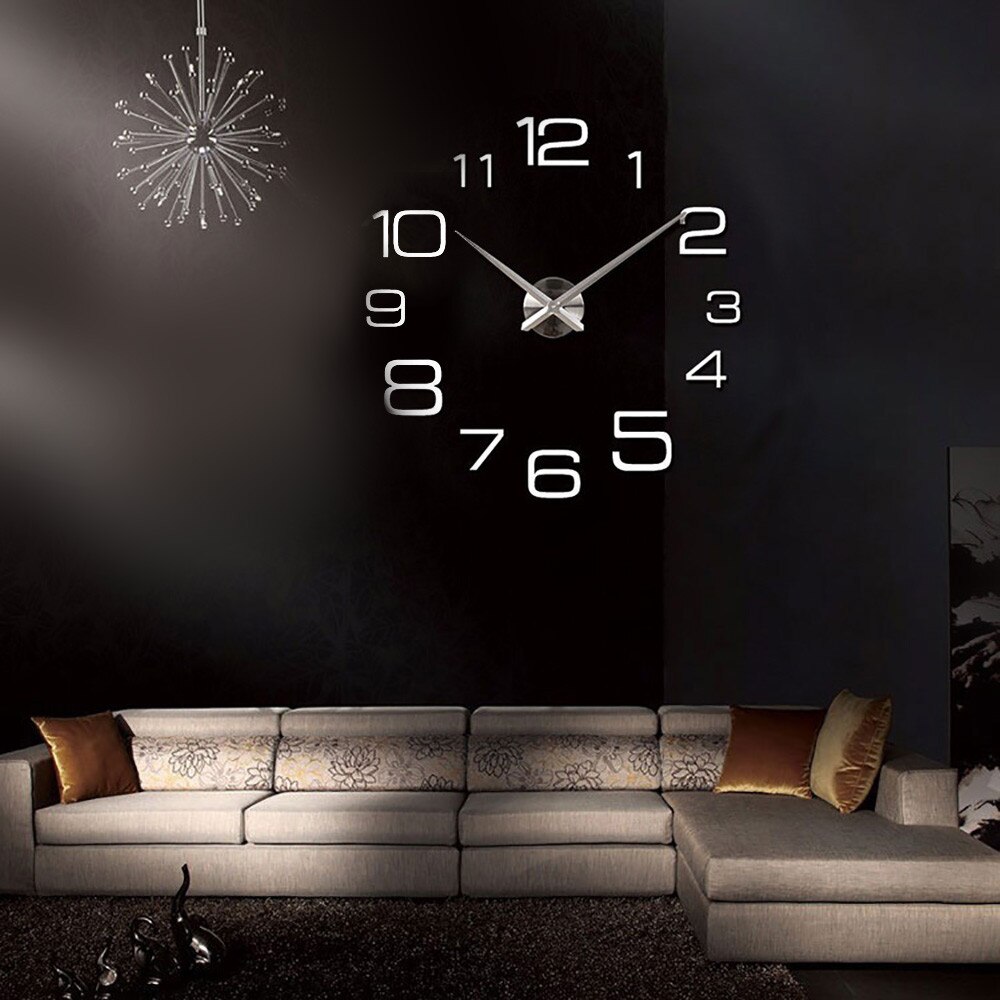 Lowest Price Digital DIY Wall Clock Mirror Wall Clock Home Decoration Wall clock: silver