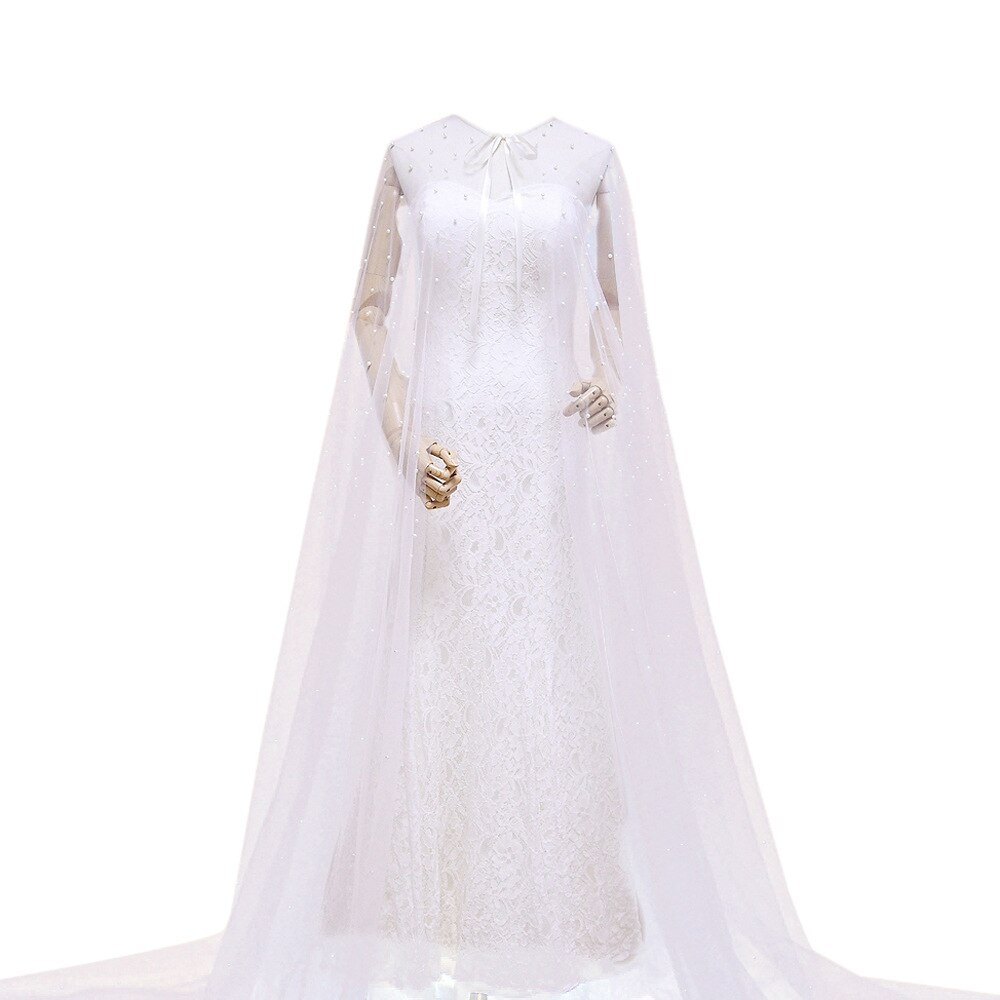 Janevini Elegante Parels Bruid Bolero Ivoor Beach Wedding Sjaals En Wraps Tulle Jassen Voor Bridal Party Vrouwen Cape Mariee