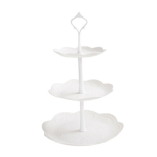 3 Tier Cake Stand Afternoon Tea Stand Wedding Plates Party Tableware Embossed: Round