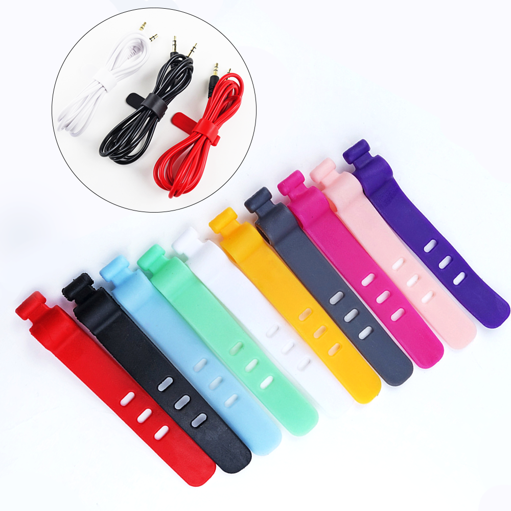 Silicone Tie Cable Organizer Phone Cable Multipurpose Winder Holder Clip For Mouse Earphone Wire Organizer 2Pcs/Lot