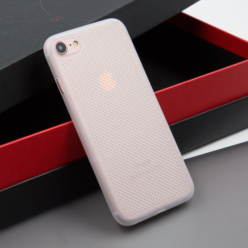 Heat Dissipation Breathable Cooling Case For iPhone 7 8 PLUS Hollow hole Cover Ultrathin PP: for iPhone 8 PLUS / Transparent white