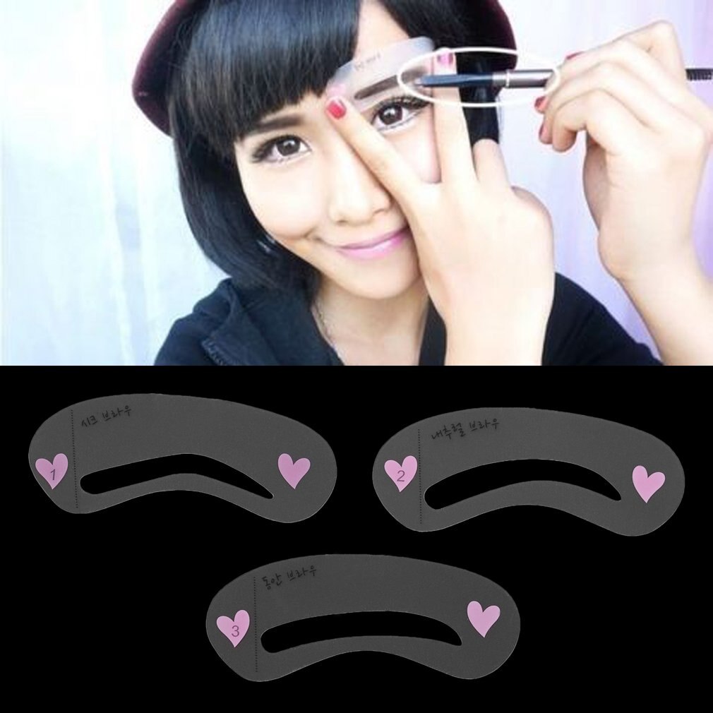 3 Styles Brow Shaping Guide Template Eyebrow Drawing Card Make-Up Stencil Top