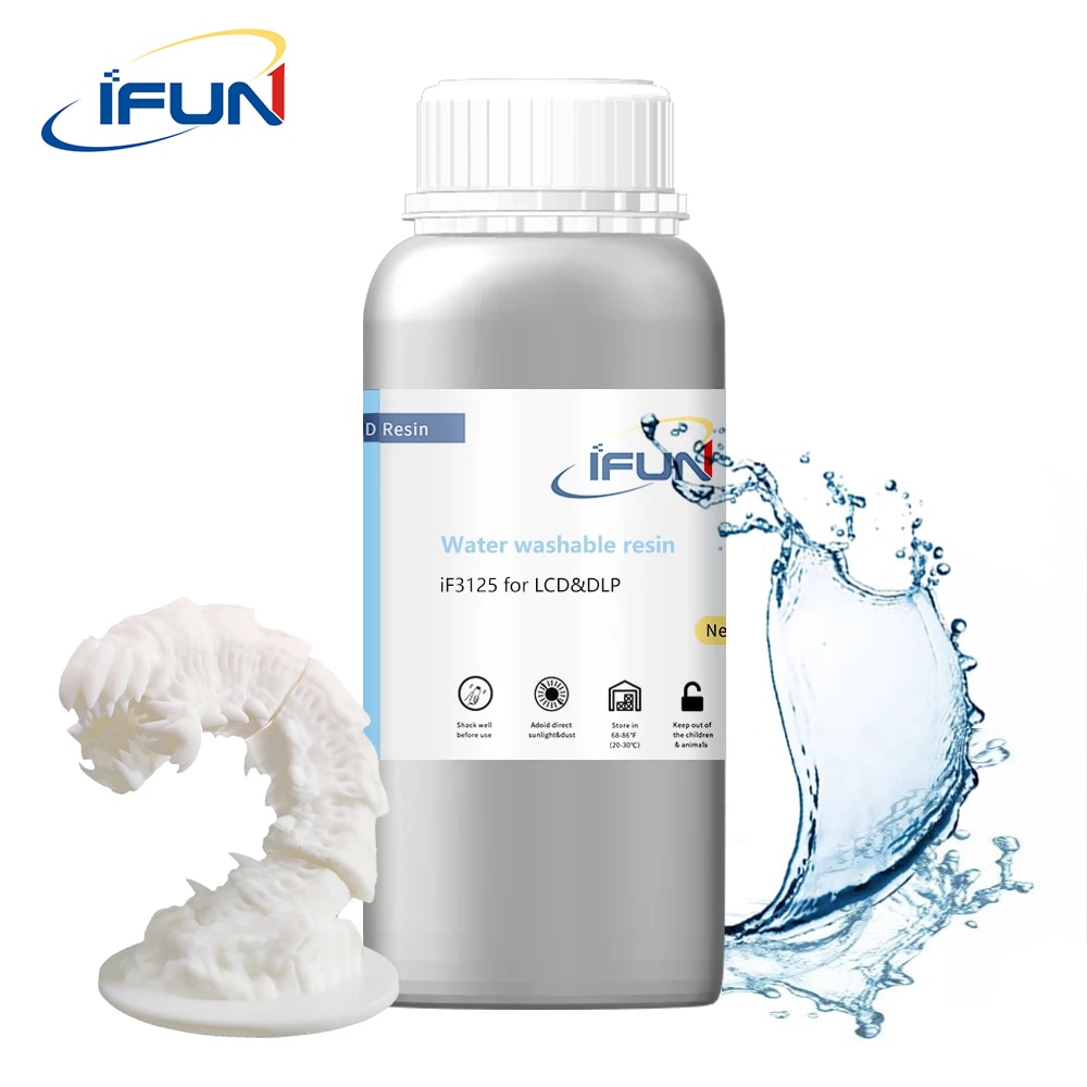 IFUN-resina resistente al agua lavable, Material de impresión líquida, ABS, para impresora 3D LCD de 405nm, fotopolímero, blanco, 500g