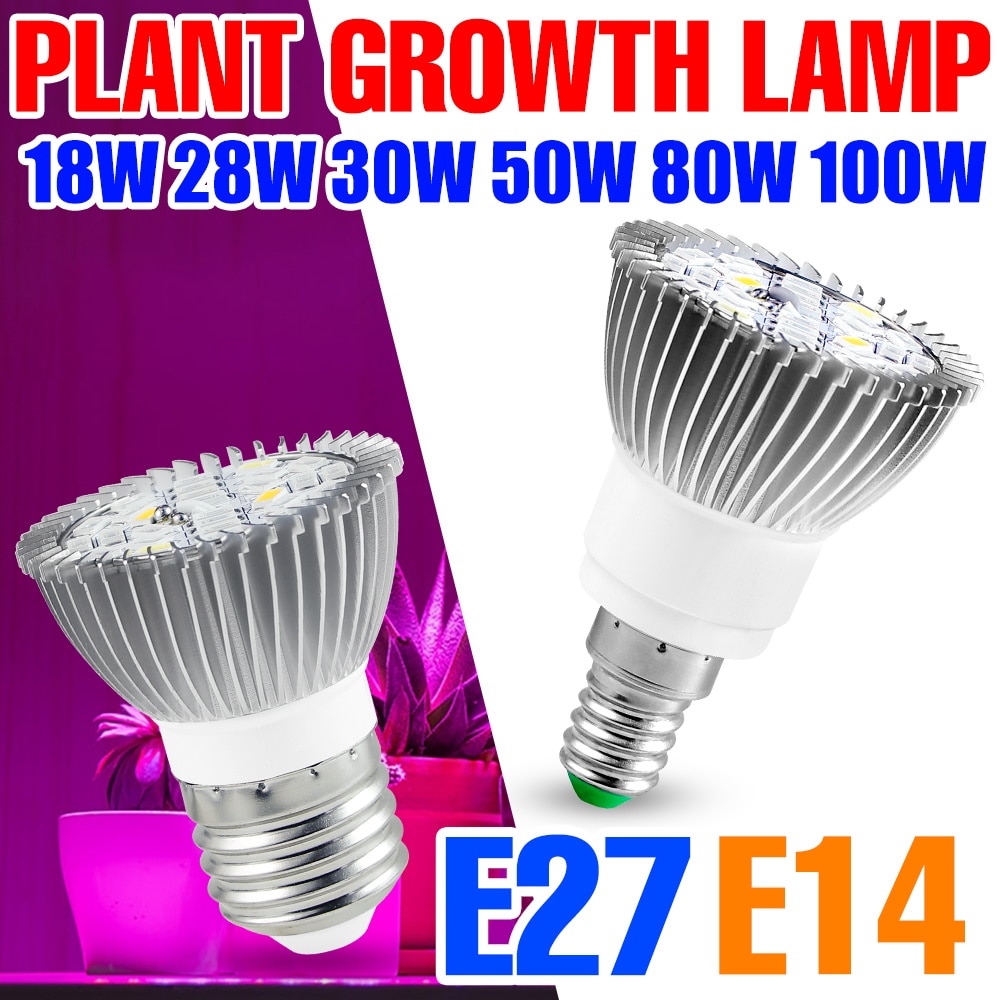 Espectro completo e27 planta led crescer lâmpada e14 220v lâmpadas fito estufa iluminação 18w 28 30 50 80 100 phyto sementes de flores lâmpadas