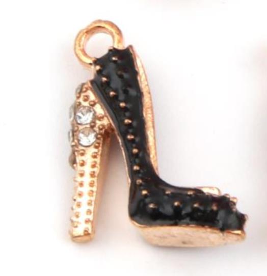 10pcs/pack Enamels High Heels Charms Making Women Shoes Pendant Necklaces Keychains Jewelry making 20X15mm: black