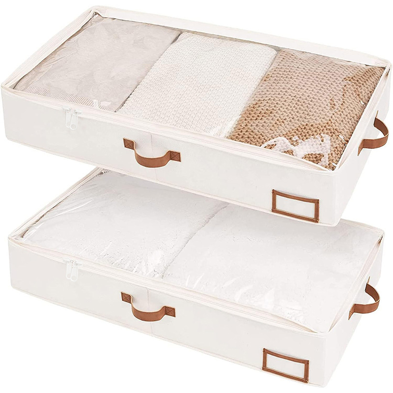 4 Pack Foldable Underbed Storage Box for Clothes Under Bed Clothes Organizer With Sturdy Structure and Ultra Thick Fabric