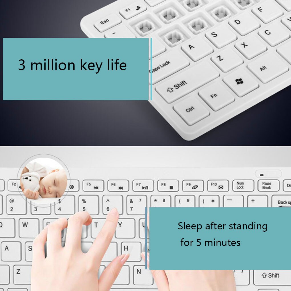 Mini ergonomisk trådløst tastatur lille stilfuldt musesæt usb tastatur til spil kontor tablet laptop desktop forsyninger