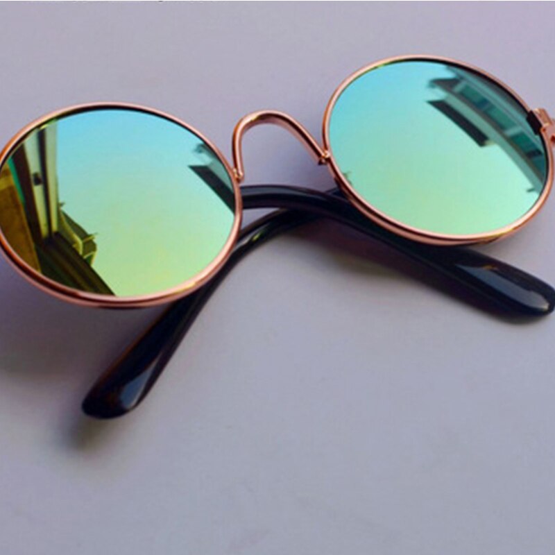 1 PC Pet Kat Hond Bril Schattige Ronde Bril Huisdier Producten Voor Kleine Hond Kat Eye-wear Hond Zonnebril foto's Huisdier Accessoires: Gold frame gold