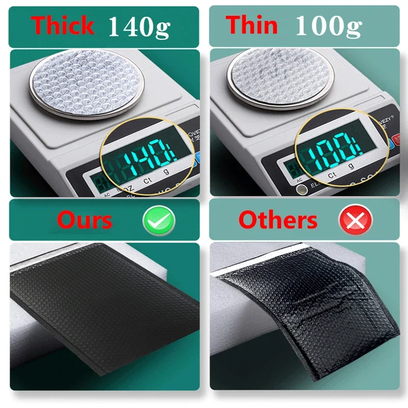 20PCS Black Bubble Mailers Poly Bubble Mailer Self Seal Padded Envelopes Bags Packaging Envelope Bag 25x30cm