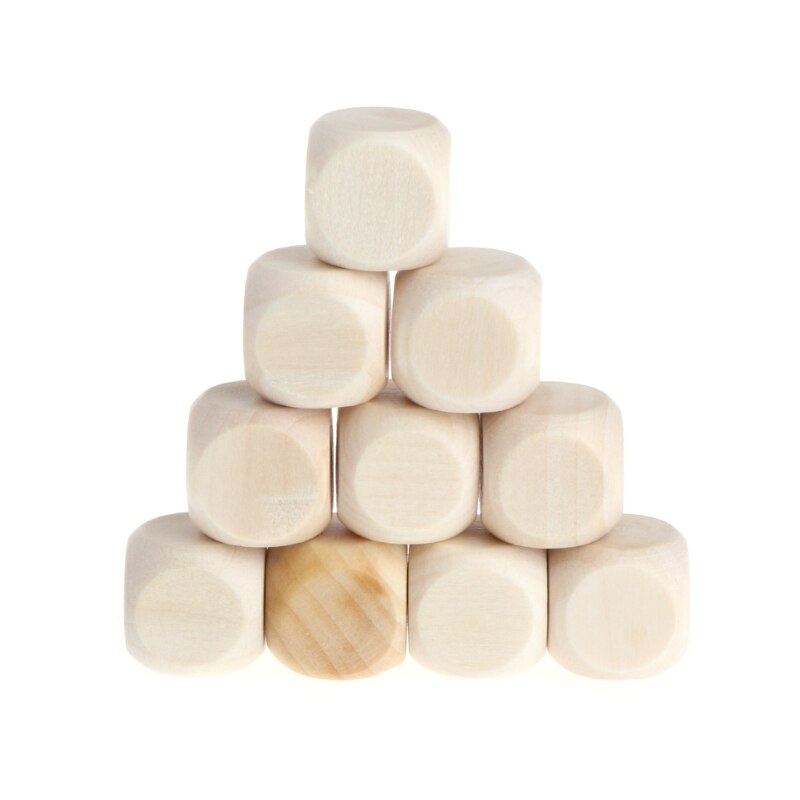 10 stuks 6 blanco houten dobbelstenen voor feestjes, familie, doe-het-zelf, spelletjes, printen, graveren, kinderspeelgoed 62kf