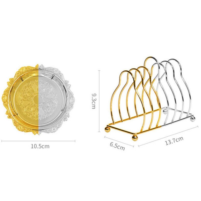 6pc Classical Golden Cocktail Metal Coaster Continental Vintage Zinc Alloy Plated Gold Plated Mat placemat diameter 10.5cm