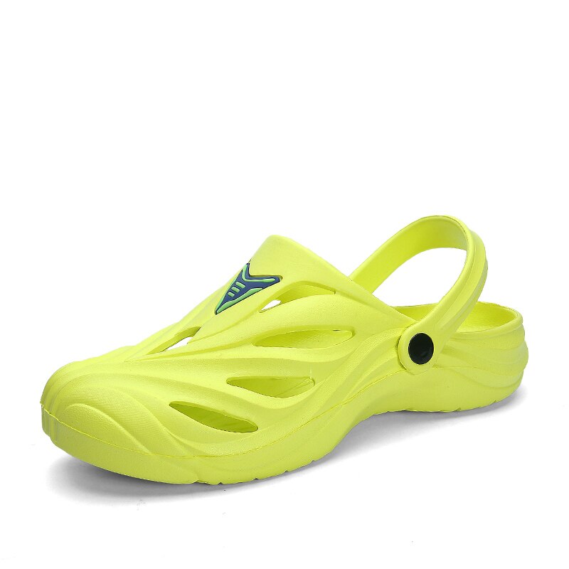 Sommer mænd hjemmesko mænd udendørs åndbare klipklapper strandsandaler afslappet leg vandsko zapatos de agua: Gul / 43