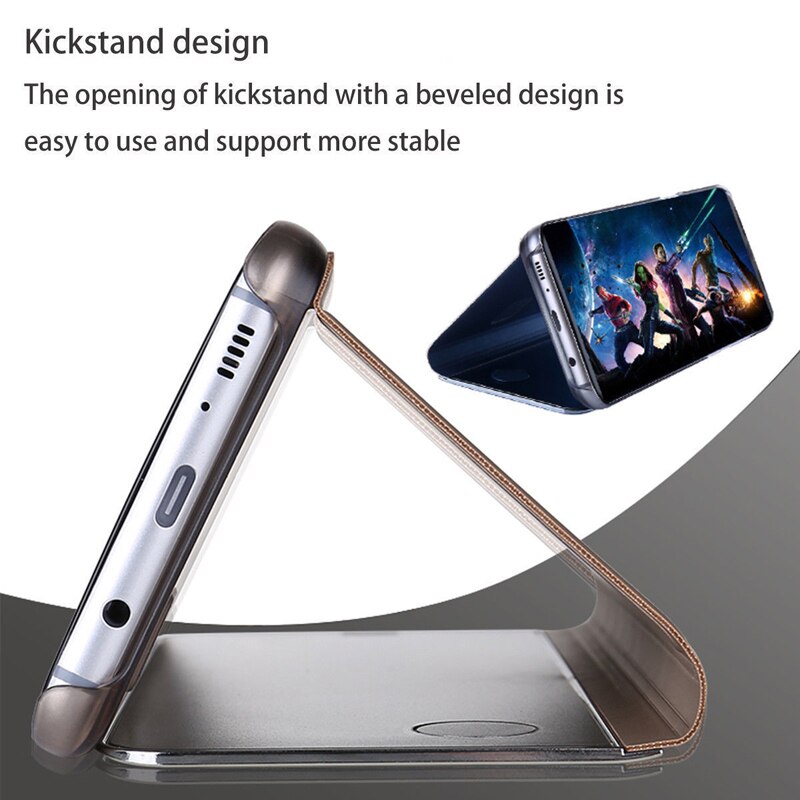 Voor Oppo Realme C3 Case Luxe Flip Clear View Spiegel Telefoon Geval Voor Oppo Realme C3 Back Cover Realme C3 case 6.5 "(3 Camera 'S)