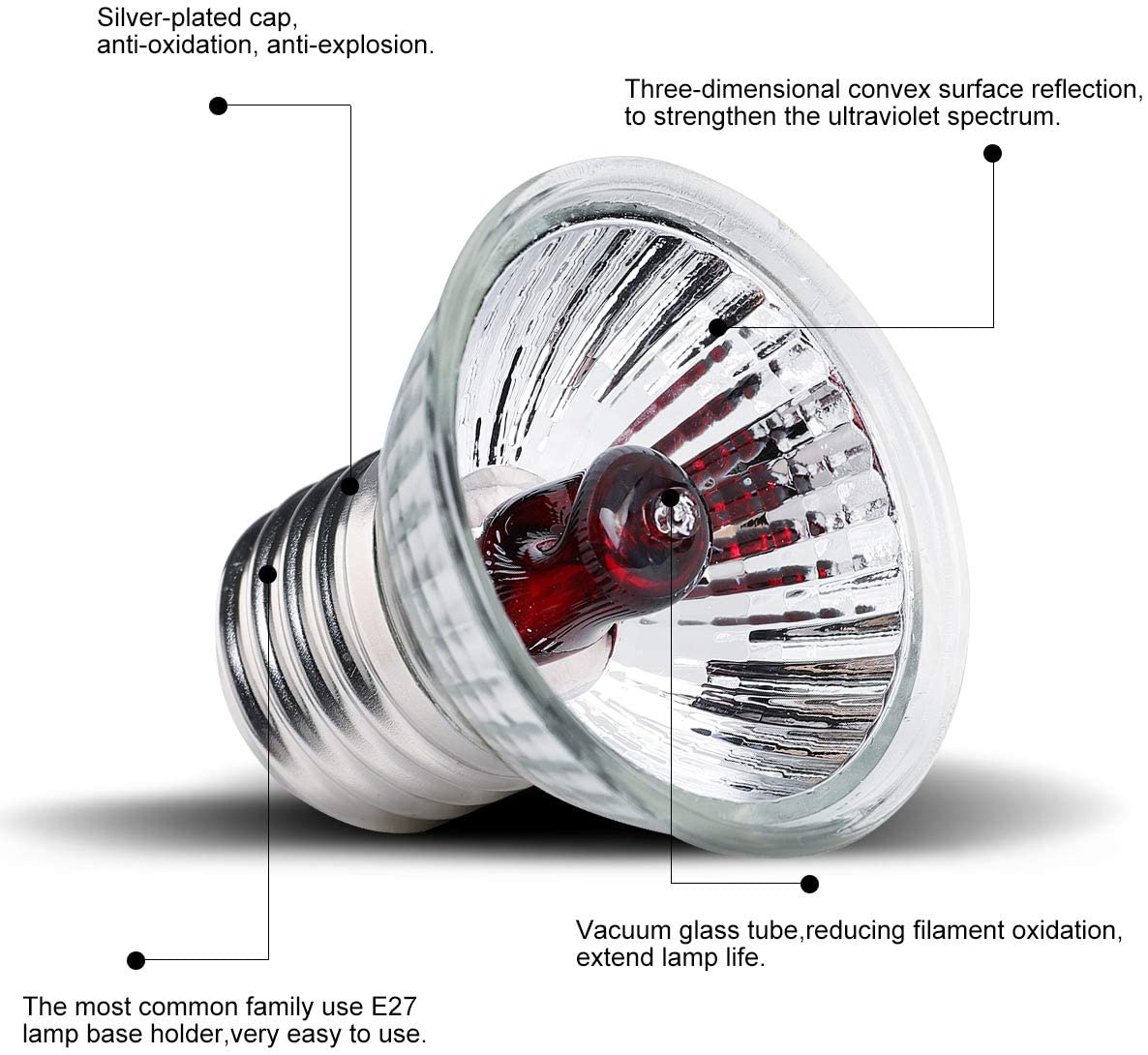 BENE 4-Pack Reptile Heating Bulb Night Red Halogen Lamp for Brooder,Turtle Lizard Chameleon Bearded Dragon Amphibian Terrarium