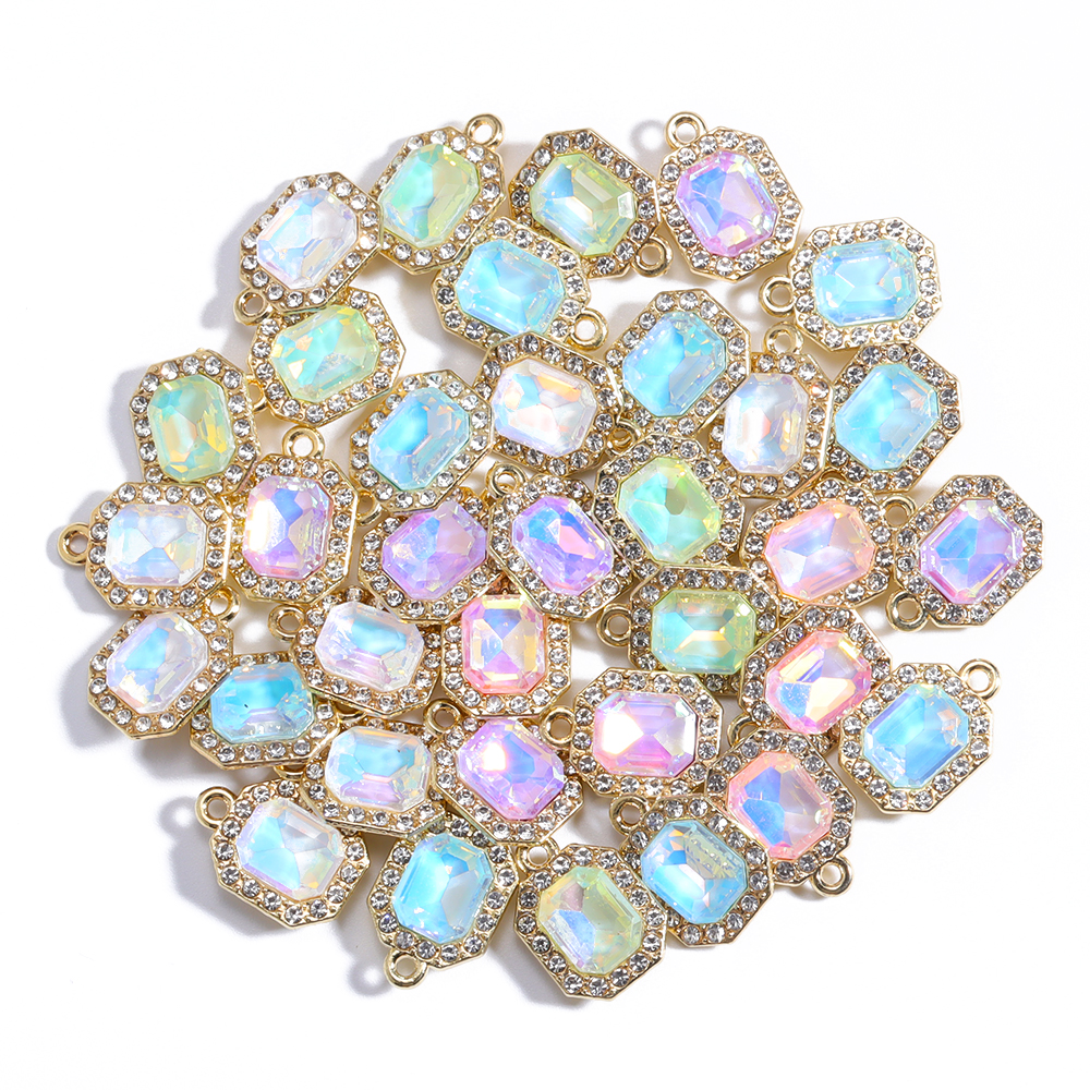 10 Uds. De dijes de animales de mariposa de cristal de colores mezclados, pendientes dulces para mujer, accesorios de pulsera, suministros de joyería Diy: Color dorado