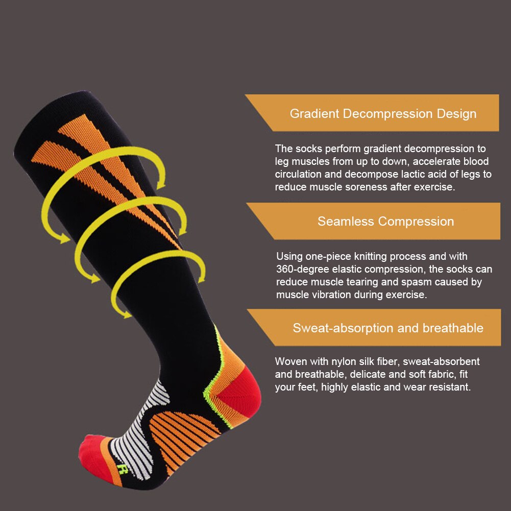 Chaussettes de Compression pour hommes, Absorption des chocs, bas de sport respirant sans couture pour Marathon cyclisme