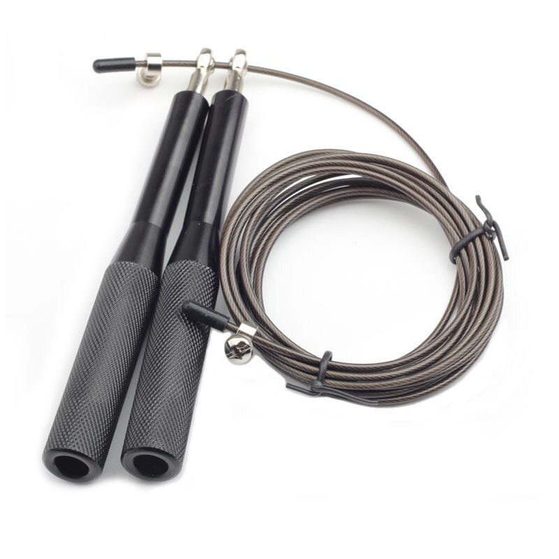 Cuerda de saltar de velocidad para hombre y mujer, comba de salto para Crossfit, equipo de entrenamiento de gimnasio, rodamiento de alambre de acero ajustable, entrenamiento de Fitness MMA: Black