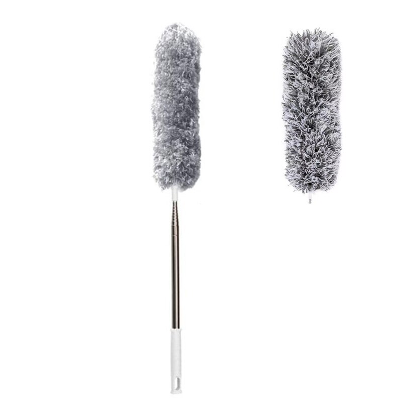 Plumero telescópico con mango largo, cepillo de polvo para sofá de pared, de acero inoxidable, limpiador de polvo para huecos de suelo y techo, herramientas de limpieza del hogar: Set with mop