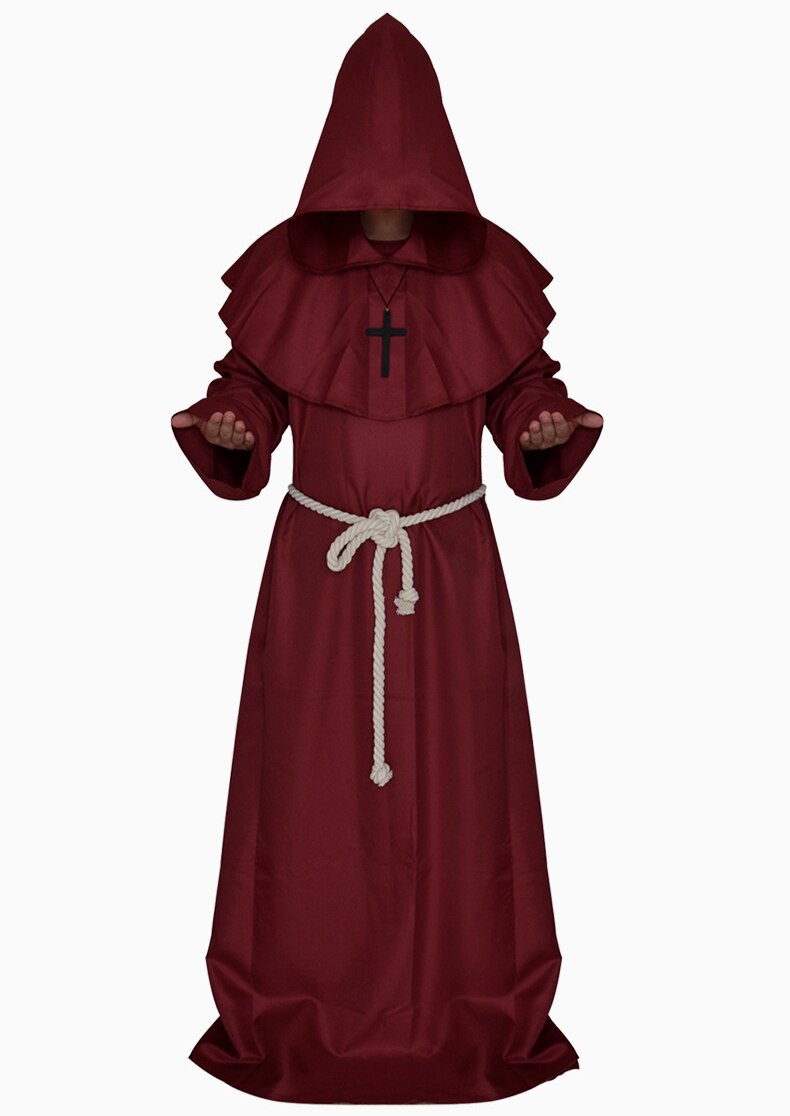 Monnik Hooded Gewaden Mantel Cape Friar Middeleeuwse Renaissance Priest Mannen Gewaad Kleding Halloween Comic Con Party Cosplay Kostuum